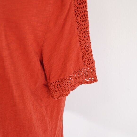 Ann Taylor Loft Red Top / Blouse‎ XL Vintage Soft Scoop Neck Embroidered Lace - Picture 2 of 8